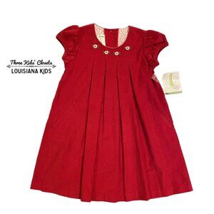 NEW Zuccini Kids Sz 4 Red Corduroy Rosebud Dress